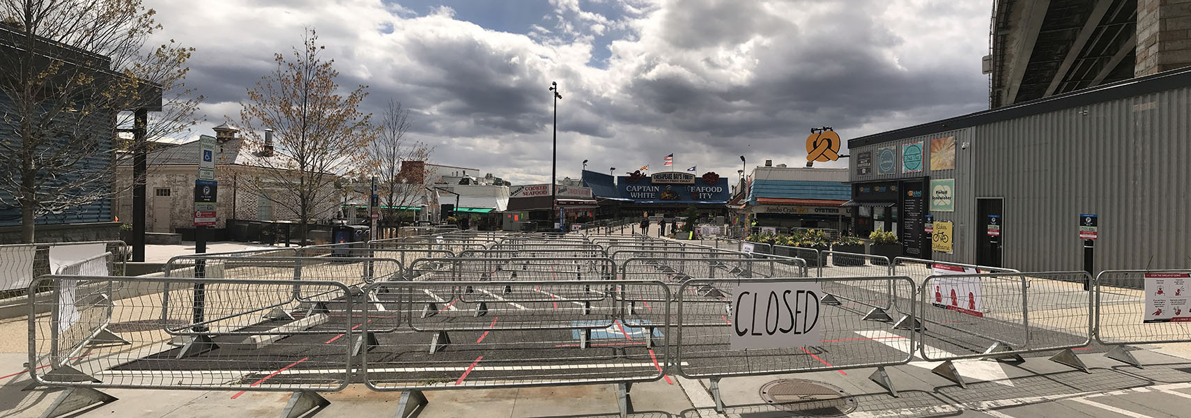Deserted Metal Snake Line in Front of Deserted Market